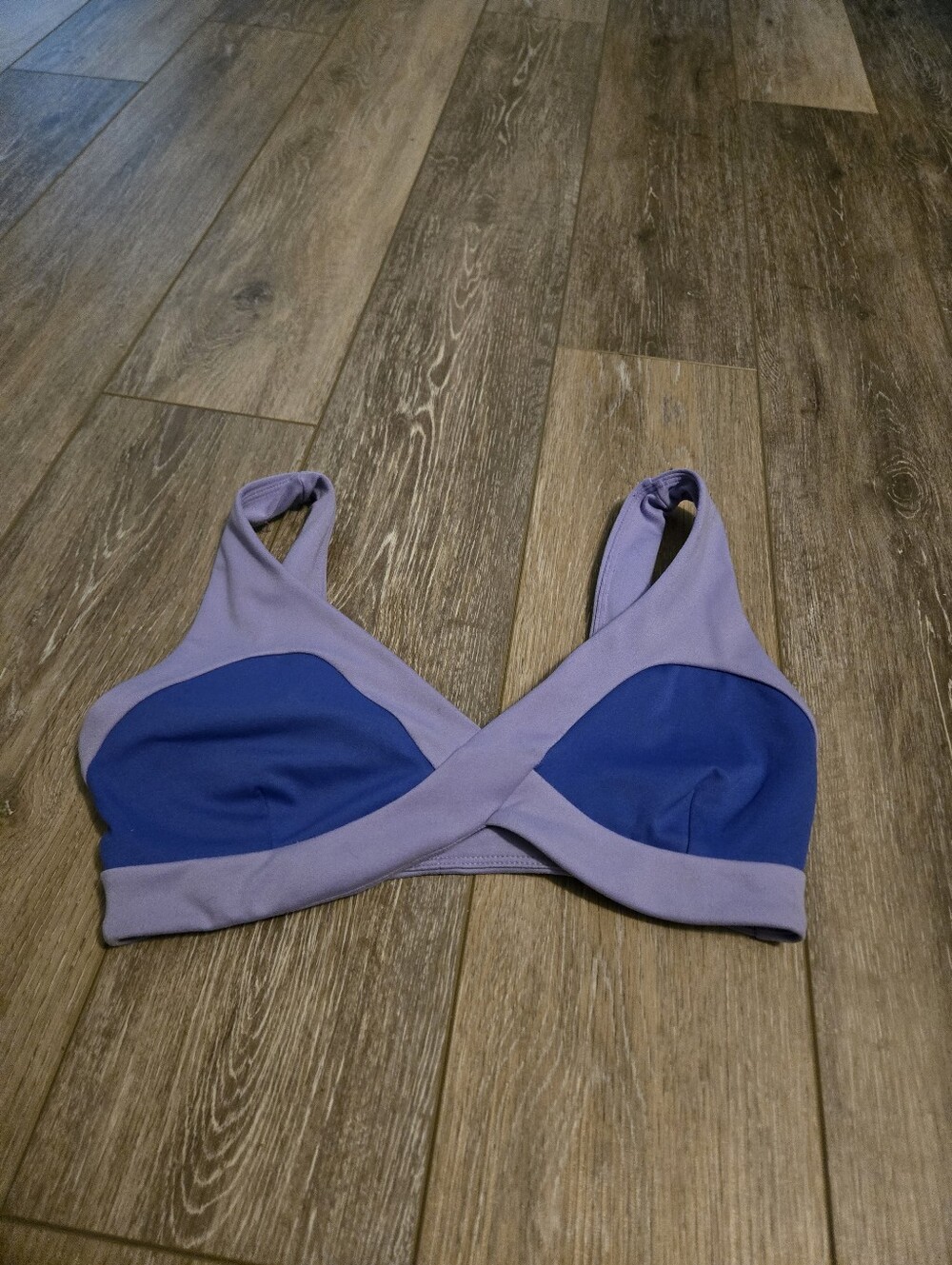 Jo & Jax Cross-Front Sports Bra - Lavender & Periwinkle. Adult Medium